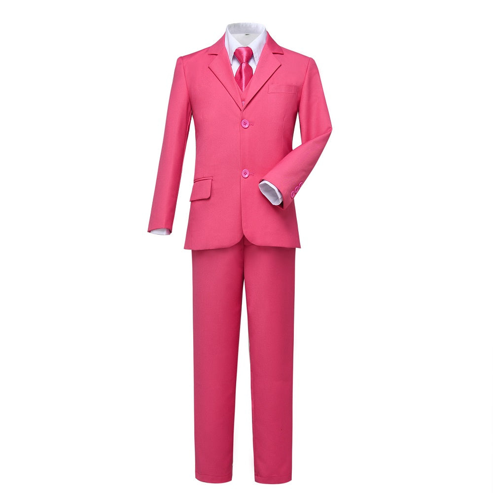 Pink Kid Boys Formal Classic Suits Set 5 Piece Boys Suits