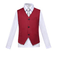 Cargar la imagen en la vista de la galería, Burgundy Custom Fit Slim 4 Piece Boy's Formal Suits With Vest+Pants+Shirt+Tie
