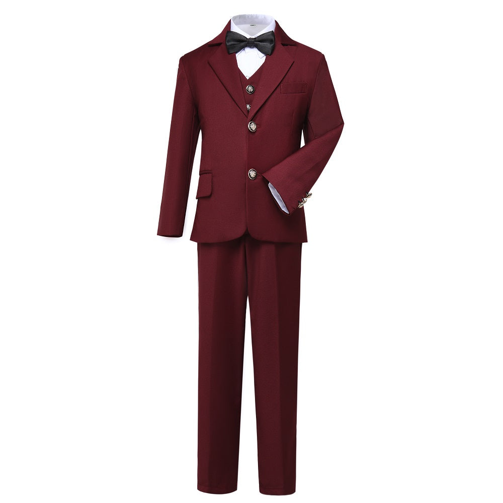 Burgundy Formal School 5 Piece Boys Suits