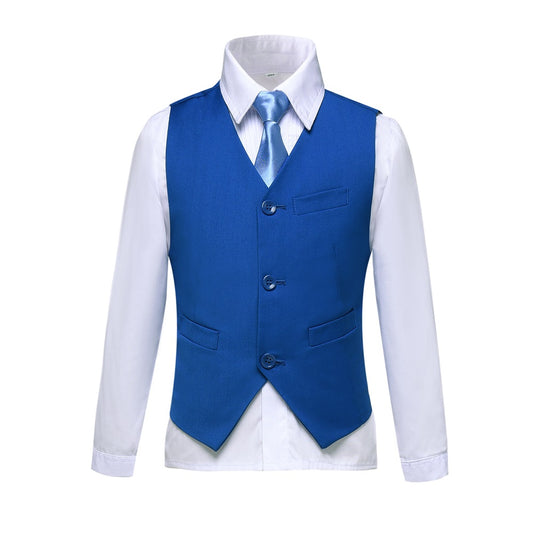 Royal Blue 3 Buttons Boys Girls Fully Lined Formal Suit Vest