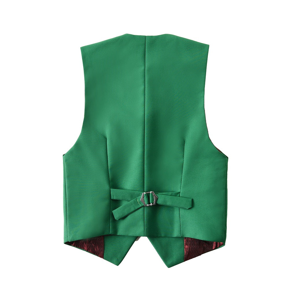 Green 4 Piece Boy's Formal Suits With Vest+Pants+Shirt+Tie