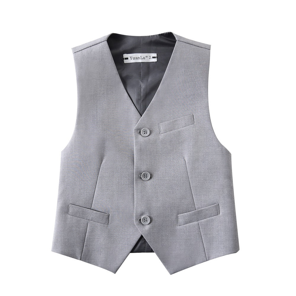 Light Grey 3 Piece Kids Boys' Formal Fit Blazer Vest and Pants Dress Suits Set