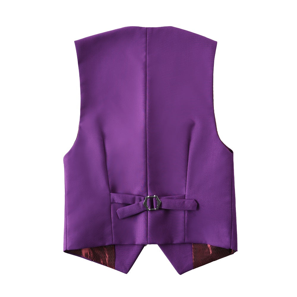 Purple Formal Classic 4 Piece Boy's Formal Suits With Vest+Pants+Shirt+Tie