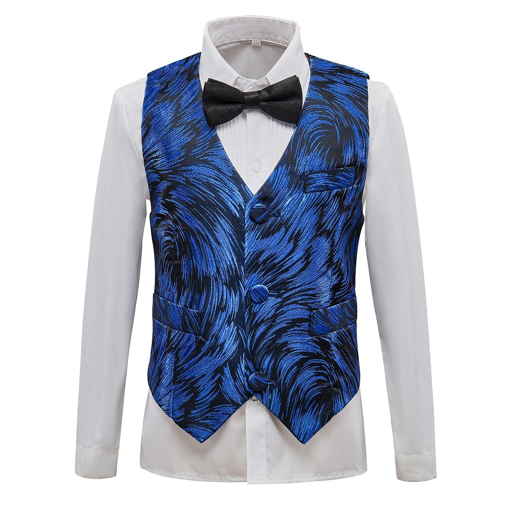 Blue Unique Patterned Party 5 Piece Boys Suits