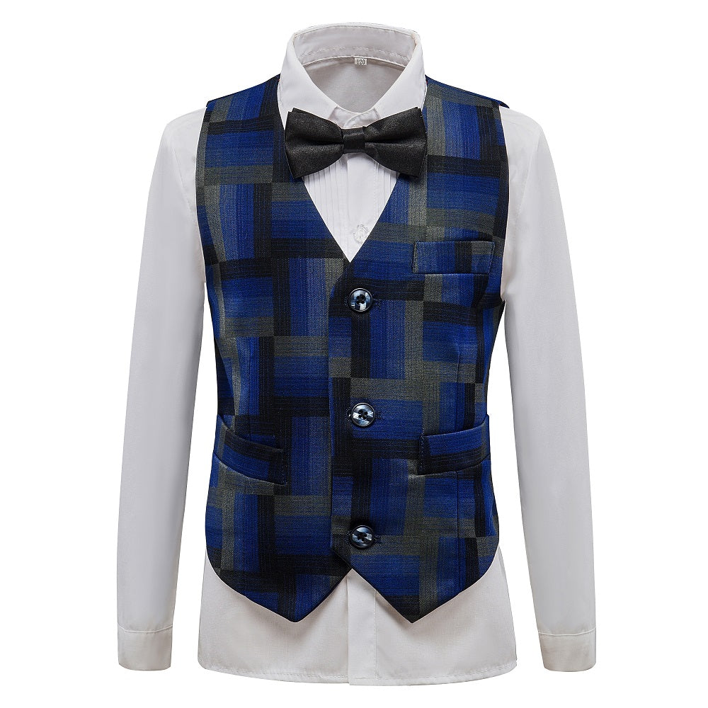 Blue Unique Patterned Banquet 5 Piece Boys Suits