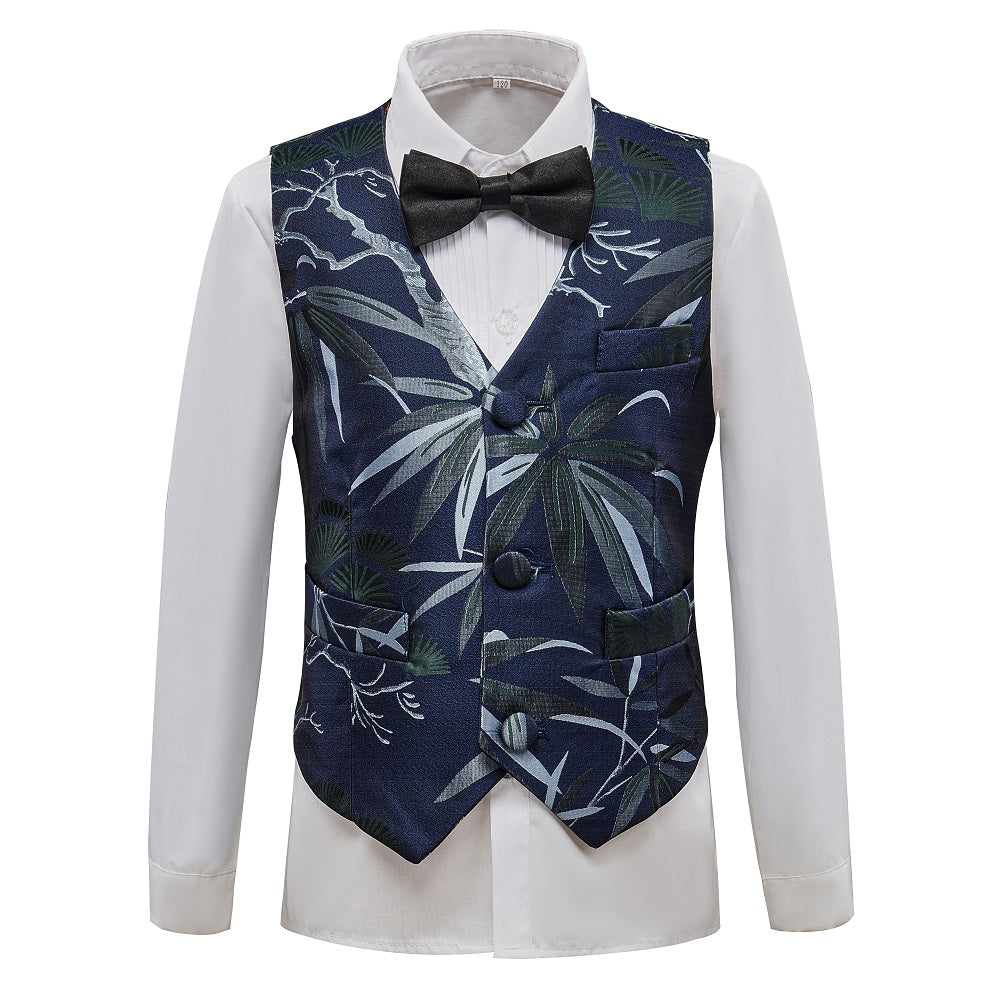 Blue Unique Patterned Party Banquet 5 Piece Boys Suits