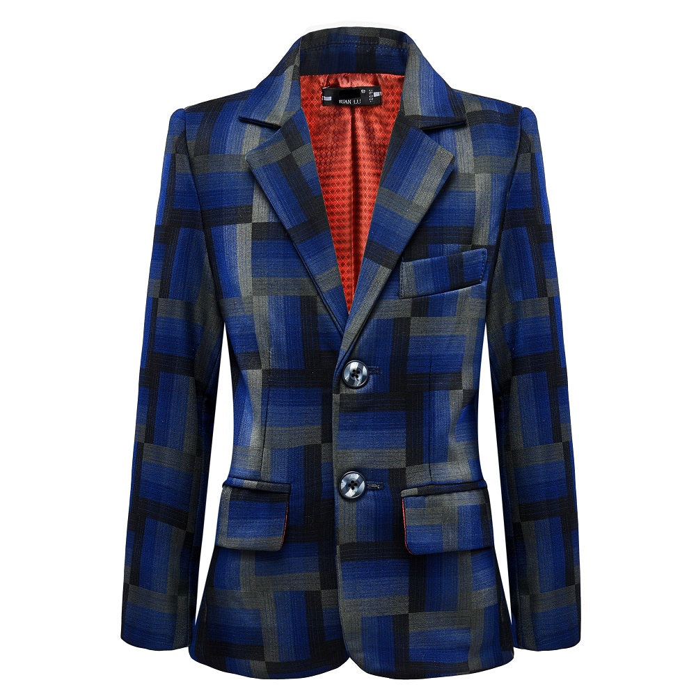 Blue Unique Patterned Banquet 5 Piece Boys Suits