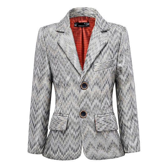 Grey Unique Patterned Party Banquet 5 Piece Boys Suits