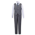 Cargar la imagen en la vista de la galería, Grey Formal Classic 4 Piece Boy's Formal Suits With Vest+Pants+Shirt+Tie
