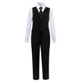 Charger l'image dans la visionneuse de la galerie, Black Fit Slim 4 Piece Boy's Formal Suits With Vest+Pants+Shirt+Tie
