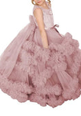 Charger l'image dans la visionneuse de la galerie, Flower Girl Dresses for Wedding Lace Puffy Pleated Tulle Pageant Princess Gown FLC00429
