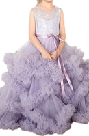 Flower Girl Dresses for Wedding Lace Puffy Pleated Tulle Pageant Princess Gown FLC00429