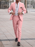 Cargar la imagen en la vista de la galería, Men's Linen Suits Summer Beach Wedding Suits 2 Piece Suits Tailored Fit 2024
