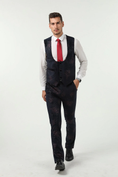 Gallery viewerに画像を読み込む, Navy Velvet Unique Patterned Party 3 Piece Men Suits
