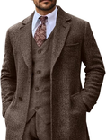 Load image into Gallery viewer, Retro Tweed Herringbone Long Blazer 3 Pieces Mens Suits 3690
