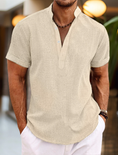 Charger l'image dans la visionneuse de la galerie, Men's Shirt Linen Shirt Popover Summer Beach Plain Henley Summer Casual Daily Shirt
