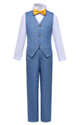 Load image into Gallery viewer, Light Blue Plaid 2 Piece Kids Boys' Vest and Pants Dress Suits Set
