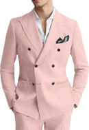 Men's Linen Double Breasted 2 Piece Suits
