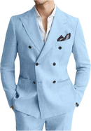 Men's Linen Double Breasted 2 Piece Suits