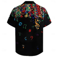 Bild in Galerie-Betrachter laden, Musical Notes Casual Men's Shirt Party Daily Holiday Summer Turndown Short Sleeve
