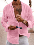 Bild in Galerie-Betrachter laden, Men's Linen Shirt Summer Shirt Beach Shirt Spring & Summer Hawaiian Holiday Casual Shirt
