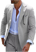 Cargar la imagen en la vista de la galería, Seersucker Striped Blazer Pants 2 Piece Men's Summer Suit
