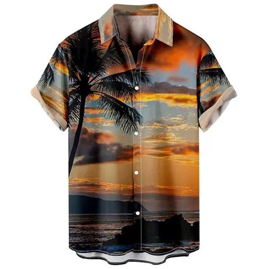 Coconut Tree Short Sleeve Hawaiian Men's Shirt Holiday Summer Short Sleeve Shirt