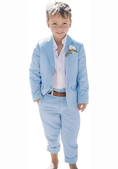 Cargar la imagen en la vista de la galería, Linen Boys Summer Slim Fit 2 Pieces Linen Suit Jacket Pant
