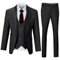 Load image into Gallery viewer, Black shawl collar 3 piece men's suit with tailored blazer, vest, and trousers – elegant wedding look
