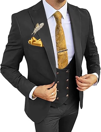 Men's 3 Piece Slim Fit Suits Double Breasted Suit Tuxedo Suit