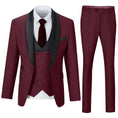 Load image into Gallery viewer, Men's burgundy shawl collar 3 piece suit with slim trousers – elegant formal and evening wear
