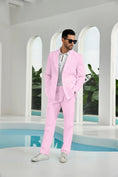 Charger l'image dans la visionneuse de la galerie, Seersucker Double Breasted Blazer Pants 2 Piece Men's Summer Suit
