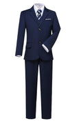 Cargar la imagen en la vista de la galería, Navy 3 Piece Kids Boys' Formal Blazer Vest and Pants Dress Suits Set
