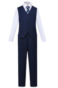 Load image into Gallery viewer, Navy 2 Piece Kids Boys' Vest and Pants Dress Suits Set
