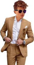 Cargar la imagen en la vista de la galería, Summer Casual Linen peaked lapel 2 Piece Boys Suit
