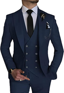 Stylish Peak Lapel Double Breasted One Button 3 Piece Men's Suit