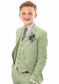 Cargar la imagen en la vista de la galería, Summer Casual Linen 3 Piece Boys Suit Jacket Vest Pant Set
