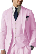 Cargar la imagen en la vista de la galería, Casual Beach Wedding Summer Seersucker Blazer Vest Pants 3 Piece Men Suit
