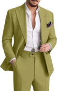 Load image into Gallery viewer, Men's Linen Suit Two-Piece Casual Suit Beach Wedding Party Blazer Pants Set

