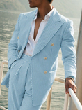 Bild in Galerie-Betrachter laden, Seersucker Striped Long Blazer Pants 2 Piece Men's Summer Suit
