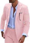 Cargar la imagen en la vista de la galería, Seersucker Striped Blazer Pants 2 Piece Men's Summer Suit
