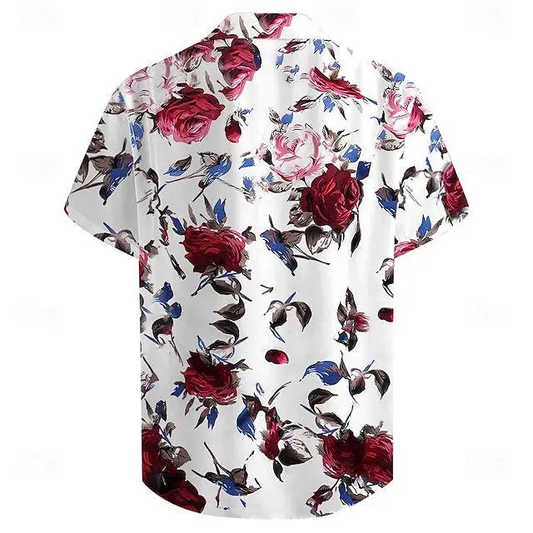 Floral Casual Men's Shirt Holiday Summer Turndown Short Sleeve Shirt