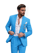 Summer Casual Linen Men's Slim Fit 2 Piece Suit