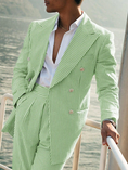 Load image into Gallery viewer, Seersucker Striped Long Blazer Pants 2 Piece Men's Summer Suit
