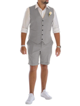 Load image into Gallery viewer, Men's Linen Summer Suits 2 Piece Causal Suits Vest and Shorts Tailored Fit 2024
