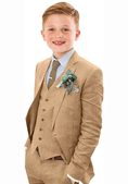 Cargar la imagen en la vista de la galería, Summer Casual Linen 3 Piece Boys Suit Jacket Vest Pant Set
