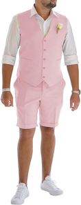 Charger l'image dans la visionneuse de la galerie, Men's Linen Summer Suits 2 Piece Causal Suits Vest and Shorts Tailored Fit 2024
