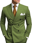 Double Breasted Peak Lapel 2 Piece Mens Slim Fit Suit