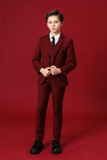 Charger l'image dans la visionneuse de la galerie, Burgundy Formal School 5 Piece Boys Suits
