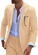 Seersucker Striped Blazer Pants 2 Piece Men's Summer Suit